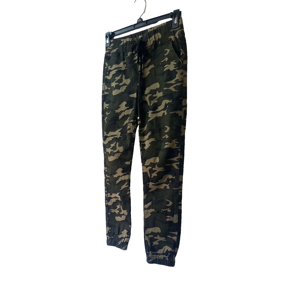 SONG Denim Camo Jogger Pants High Rise Elastic & Drawstring Sz 7/28 Cotton - Picture 9 of 16